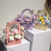 Nouvelles boîtes à fleurs portables en carton recyclé pour la fête des mères, avec décorations de papillons