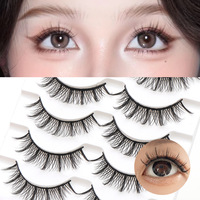 Faux cils synthétiques en bande complète, fabriqués à la machine, réutilisables, naturellement épais, tige en coton noir 6mm, longs et volumineux