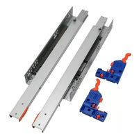 Fond personnalisé caché deux sections amortissement silencieux tampon auto-amorçante sous le montage double armoires télescopiques rails de tiroir glissières