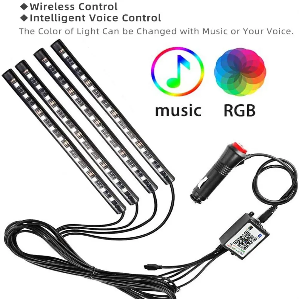 RGB جهاز تحكم عن بعد داخلي 5050 زينة LED شريط أضواء أجواء السيارة مع تطبيق الموسيقى تحكم عن بعد لاسلكي