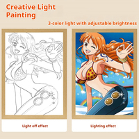 Lámpara de Noche LED 3D con Marco de Acrílico y Madera, Lámpara USB con Diseño de Anime, Decoración para Dormitorio, Lámpara de Mesa, Regalo para Fanáticos del Anime