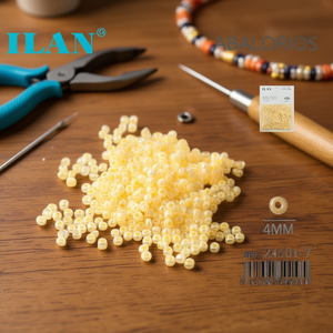Ilan Abalorios Perline a forma di riso giallo crema da 4 mm 50 g per la creazione di gioielli - Product Image 3