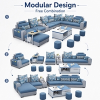 Ensemble de canapé multifonctionnel de luxe en forme de U, canapé d'angle en tissu, plusieurs sièges, détachable et lavable