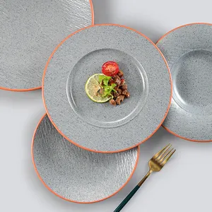 Melamina arancione grigio colori creativi piatti shabu piatto ampio bordo tagliatelle piatto insalata piatti di pasta per hotel ristorante