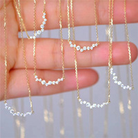 Collier Pendentif en Zircon Cubique Forme Sourire Classique Éclatant, Argent Sterling 925, Diamant CZ Scintillant
