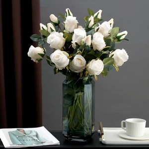 Rose artificielle bulgare en soie, rose foncé et rose clair, haute simulation, pour la décoration de la maison et de mariage - Product Image 3