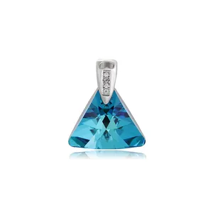 �� Xuping joias da moda europeia triângulo claro azul diamante ambiental pingentes de cristal prateados