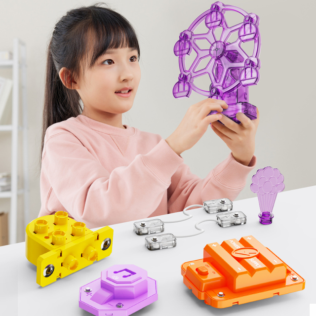 Children's STEM Educational Remote Control Circuit Building Blocks Experiment Set with App-Controlled Physics DIY Science Kit