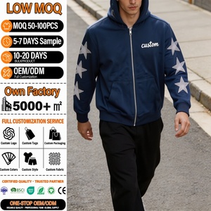 Sudaderas con capucha personalizadas con logotipo serigrafiado, estilo urbano, con cremallera, para hombre, de alta calidad, de felpa francesa, estilo vintage. - Product Image 1