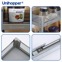 Unihopper Quincaillerie de cuisine : Tiroir à épices coulissant à deux niveaux en verre, multifonctionnel, avec fermeture amortie