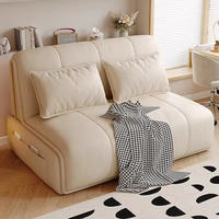 Canapé-lit intelligent moderne pliable deux places crème avec tiroir, en tissu doux, pour appartement et salon, lit double pour la maison - Vente en gros