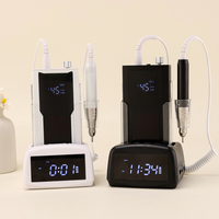 Perceuse à ongles intelligente 45K tr/min, moteur sans balais, corps en alliage d'aluminium, support de charge HD avec horloge, réglage réversible pour salon et domicile