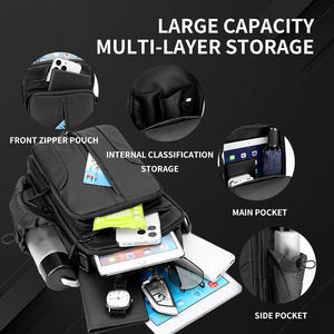 남성용 비즈니스 USB 충전 크로스바디 백, 방수 싱글 숄더 백팩, 대용량 멀티 포켓 메신저 백 - Product Image 6