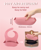 Ustensiles de salle à manger modernes sans Bpa pour bébés Produit d'alimentation Ensemble de repas mignon en silicone pour bébés avec assiette en forme d'ours Bol à ventouse pour bavoir