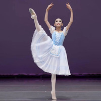 Giselle ne peut pas fermer la fille du fermier Variation Tutu bleu pour enfants Combinaison de ballet en soie personnalisée Robe de performance