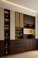 Buffet en rotin tressé moderne pour usage domestique, armoire latérale sur mesure, écologique, modulaire, gain de place pour villa