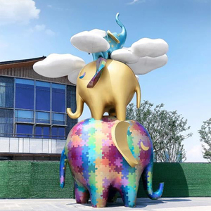 Statua di <span class=keywords><strong>Elefante</strong></span> K445, Sculture di Animali per Decorazione Giardino, Statue Personalizzate, Design a Grandezza Naturale di <span class=keywords><strong>Elefante</strong></span> Adulto e Cucciolo per Esterni - Product Image 4