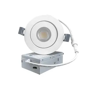 4 Inch 3CCT Gimbal Recessed LED Pot Lights 9W Dimmable 3000K 4000K 5000K Adjustable LED Gimbal Downlight With Junction Box