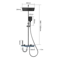 Mitigeur de bain en laiton massif de luxe avec écran LED Ensemble de douche à effet pluie Ensemble complet de robinets de salle de bain moderne Système de douche intelligent