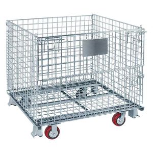 Bán buôn có thể gập lại có thể khóa dây lưới Giao thông vận tải kim loại đóng mở Stackable lưu trữ container kho lưu trữ lồng - Product Image 5