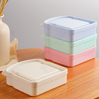 Boîte à lunch réutilisable au micro-ondes avec porte-sandwich en paille de blé Boîtes à lunch adaptées aux enfants