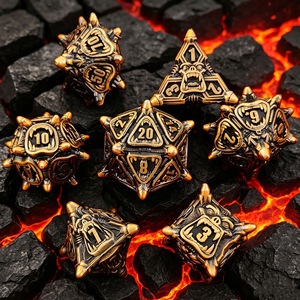 Dados de D&D personalizados de metal con diseño de calavera, púas, boca grande y demonio, juego de mesa hecho a mano de aleación de zinc, diseño de ojo de cuervo y trono - Product Image 1