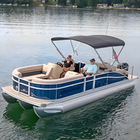 Bateau de plaisance en aluminium de 21 pieds pour les sports nautiques, la pêche et les sorties familiales en mer avec un bateau ponton à moteur hors-bord