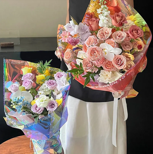 Papel de regalo de flores rosas coloridas al por mayor papel de regalo de ramo de flores impermeable para floristas y suministros para fiestas - Product Image 2