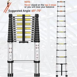Échelle télescopique en aluminium portable à 13 marches avec pieds antidérapants, design moderne <span class=keywords><strong>pour</strong></span> le travail à domicile et en extérieur - Product Image 3