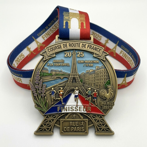 Médaille de course sur route sur mesure style français, inspirée des monuments de Paris, <span class=keywords><strong>prix</strong></span> de finisseur, médailles de haute qualité pour clubs d'athlétisme - Product Image 1