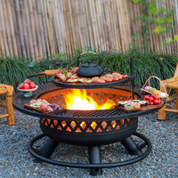 Brasero d'Extérieur Moderne de 36 Pouces en Acier Laminé à Froid, Foyer de Camping au Charbon sans Fumée