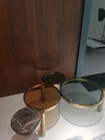 Table basse combinée ronde en verre façonné