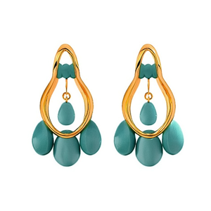 Boucles d'oreilles pendantes YN270-4323C plaquées or, forme goutte d'eau vintage, en alliage de zinc, pour les fêtes - Product Image 2