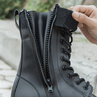 Bottes en cuir noir, bottes tactiques pour hommes et femmes, résistantes à l'usure et antidérapantes, avec fermeture éclair