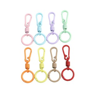 Gantungan Kunci Spiral Bulat dengan Pengait Carabiner, Rantai Kunci Elastis, Konektor Gantungan Kunci dari Paduan Seng, Mencegah Kehilangan Kunci - Product Image 6