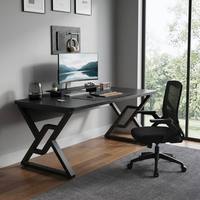 Bureau de jeu en bois contemporain minimaliste, poste de travail ergonomique pour ordinateur avec pieds en métal en forme de Z stables pour usage domestique ou professionnel
