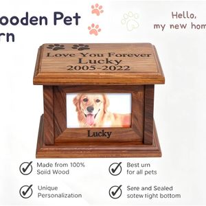 Wooden Photo Pet Urn Rectangle Eco-Friendly <b>Memorial</b> <b>Box</b> for Dog Ashes - Product Image 3