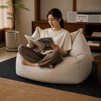 Fauteuil pouf de relaxation moderne en tissu coton-lin beige, compressé sous vide, pour adultes, idéal pour le salon (ODM)
