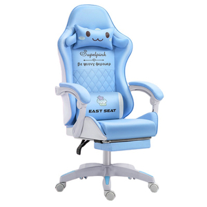 <span class=keywords><strong>Silla</strong></span> <span class=keywords><strong>Gamer</strong></span> Giratoria Blanca de Cuero PU Estilo Racing con Diseño de <span class=keywords><strong>Cinnamoroll</strong></span>, Estructura de Acero Inoxidable, Elevación a Gas de 3 Niveles y Cojín Acolchado - Product Image 3