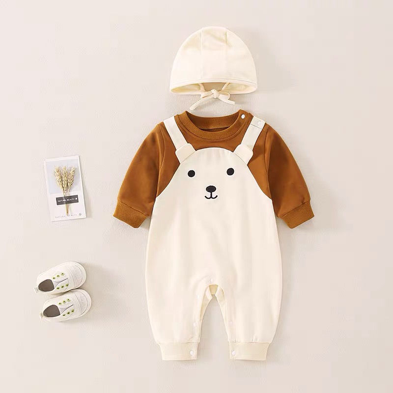 Combinaison épissée beige-xiongbao + chapeau