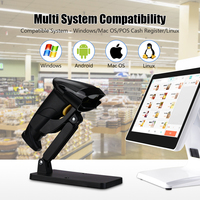 Lector de código de barras USB inalámbrico YHDAA 2D escáner de código de barras QR de mano para escaneo de pantalla compatible con inventario de almacén de supermercado
