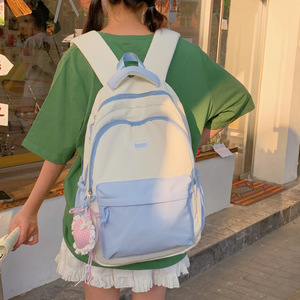 High-end contrasting color double-shoulder <b>bag</b> 2026 new trendy female <b>college</b> backpack large capacity short trip travel - Product Image 4