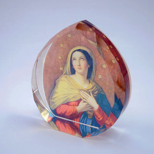 MH-G0355 de cristal para regalo de bautismo, cristal de la Virgen María cristiana, corazón de cristal - Product Image 3