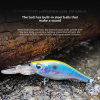 Leurre de pêche coulant en plastique de 6,5 cm/3,5 g, type crankbait, pour la pêche au bar et au brochet, avec hameçons triples