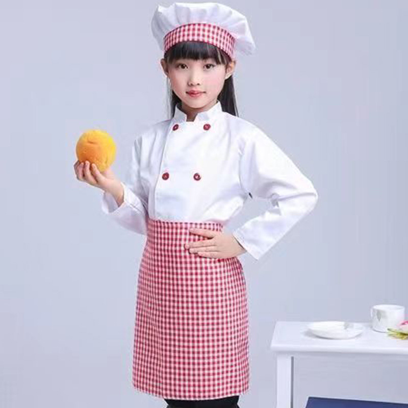 Manches longues [damier rouge et blanc] + tablier + chapeau r chef