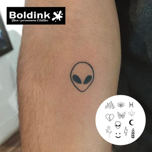 <span class=keywords><strong>Tatuaje</strong></span> Semipermanente Boldink Personalizado con Cabeza de Extraterrestre, Número Gótico 13, Arte Corporal, Resistente al Agua, Larga Duración (2 Semanas), Tinta Jagua - Product Image 2
