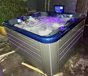 Spa de <span class=keywords><strong>piscine</strong></span> extérieur 6 personnes, couleur noire, avec Smart TV et Wi-Fi, pour villa et jardin, bain à remous hydromassant - Product Image 5