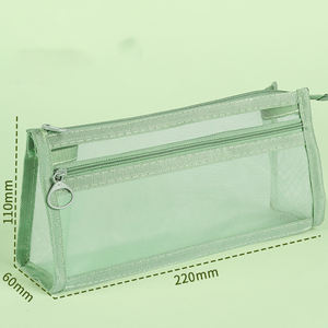 जिपर पाउच स्कूल छात्र त्रिकोण पेन के साथ डबल जेब स्पष्ट नायलॉन पेंसिल मामला - Product Image 5