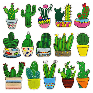 Parches Bordados Termoadhesivos de Cactus en Maceta para Decoración - Product Image 1