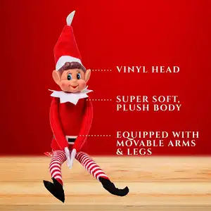 New Christmas Gonks Sitting Elves Doll Figurine Decorations Red Dwarf Elf Plush with Resin Head